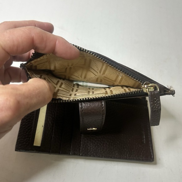 LODIS Kate North South French Purse Coin Purse Card Wallet Brown Leather - Picture 15 of 16
